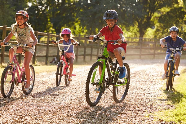 children riding a bike