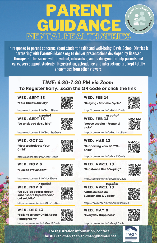 Davis School District Parent Guidance Mental Health Series