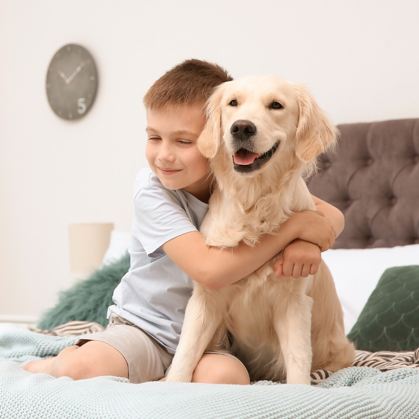 dog and child