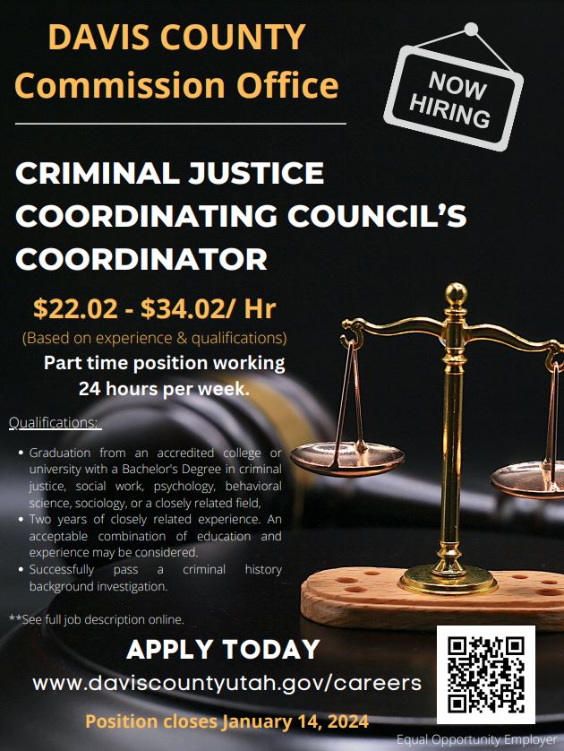 Criminal Justice Coordinating Council's Coordinator Farmington, UT
