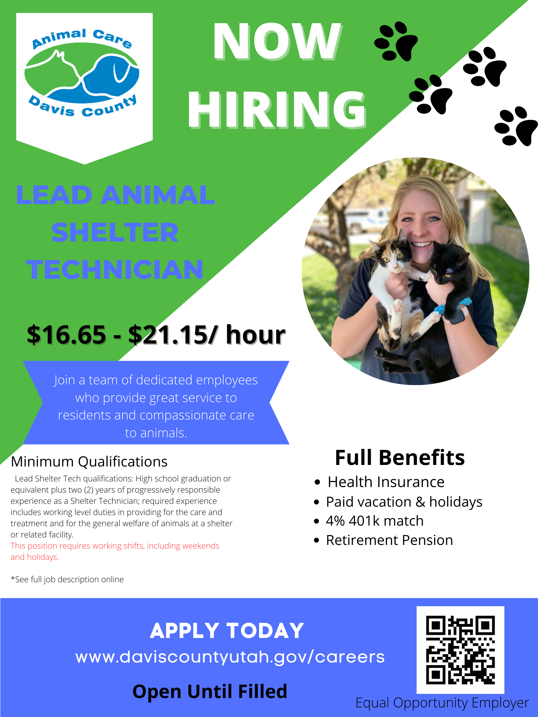 Animal Shelter - Lead Shelter Technician - Fruit Heights, UT - Davis