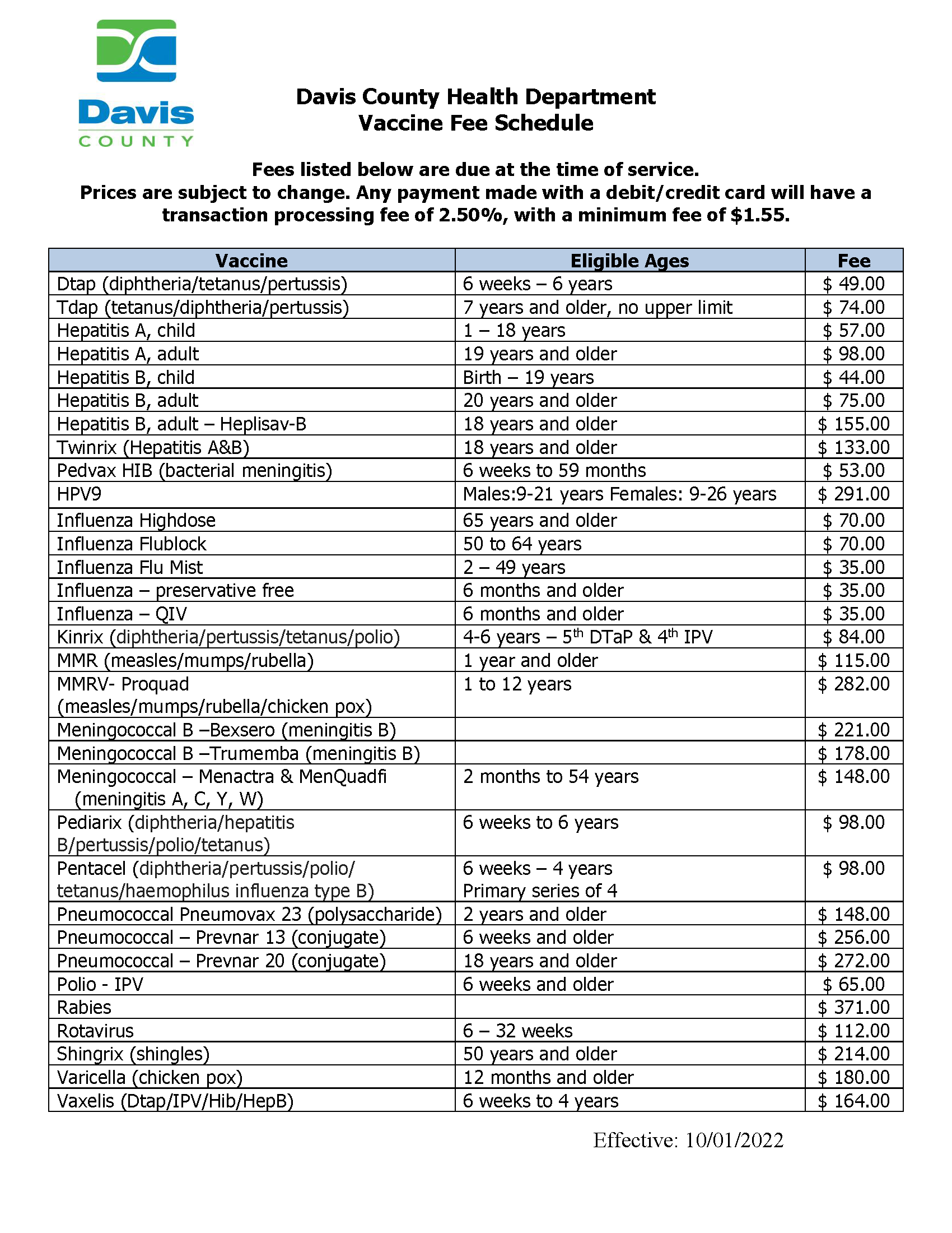 vaccine-fee-schedule