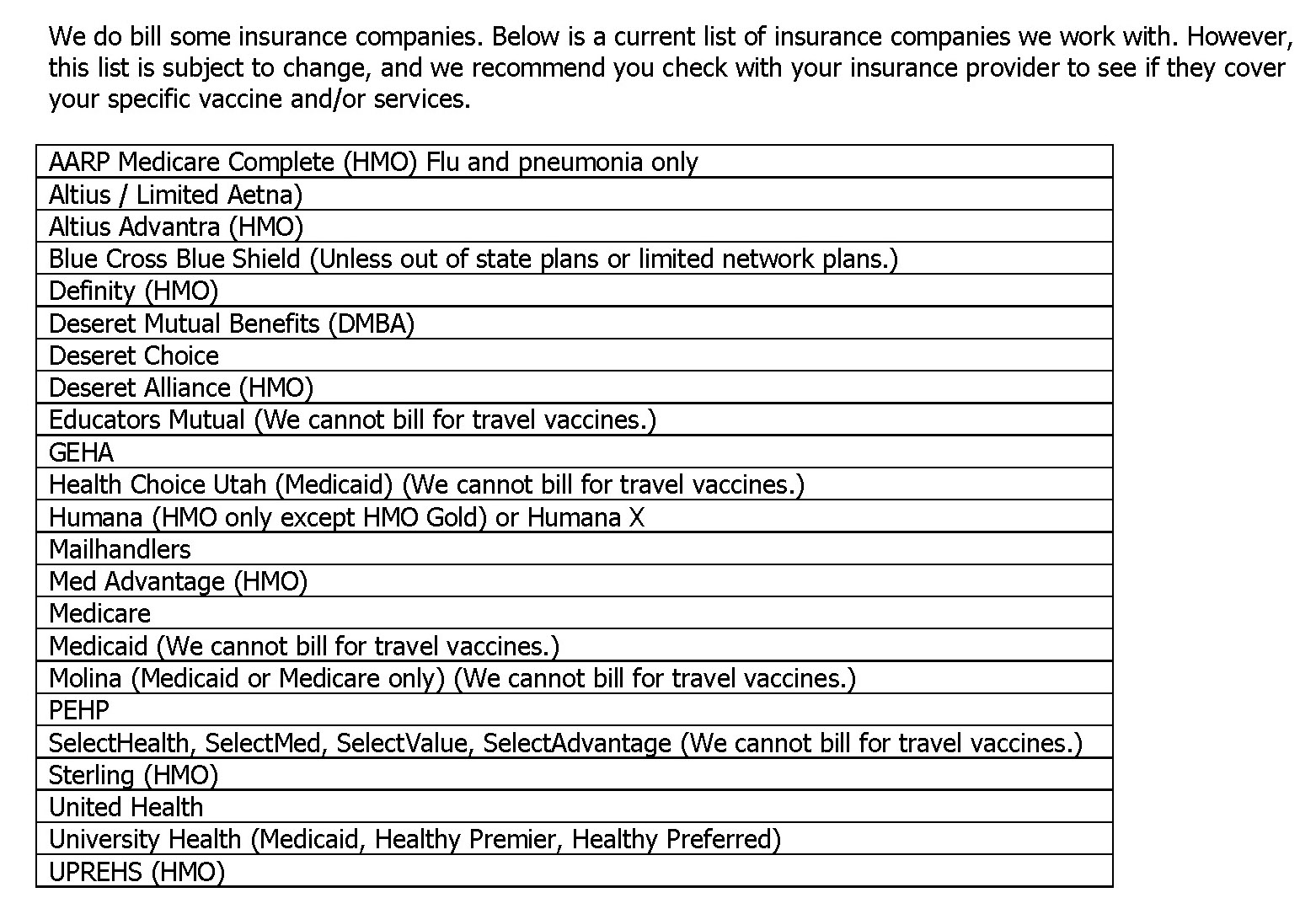 2021 JAN VACCINE FEE SCHEDULE_Insurance info 2021 JAN VACCINE FEE SCHEDULE_Insurance info