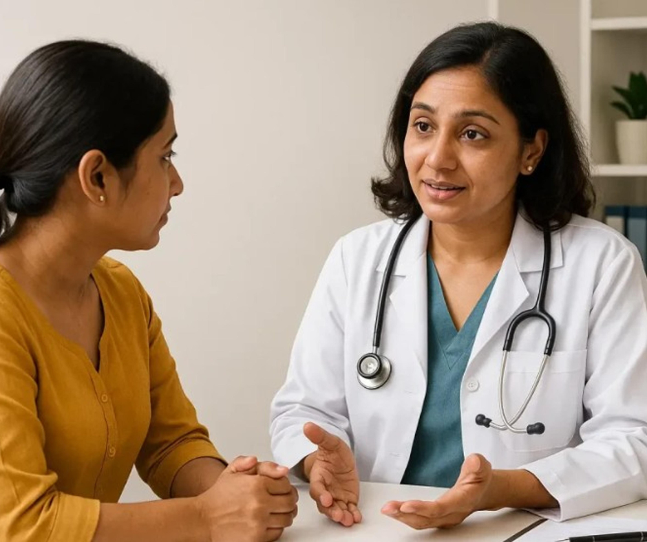 Woman patient talking to a woman doctor